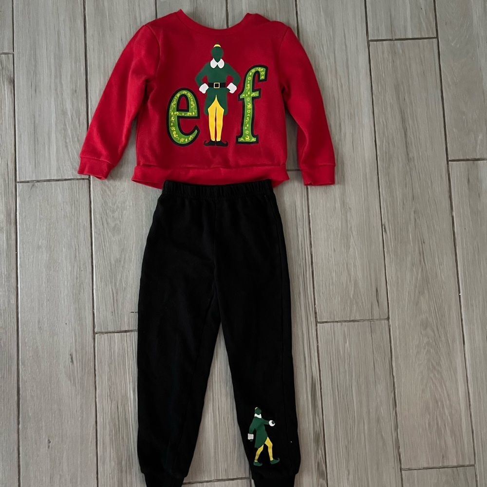 Boys ELF Red Pullover and Black Joggers Set with Elf Graphic